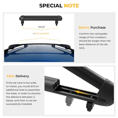BougeRV Lockable Ski Rack with Sliding Extension