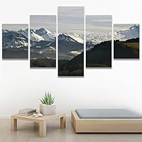 SIGNWIN 5 Panel Canvas Wall Art Snow Mountain for Home Decorations Ready to Hang - 60