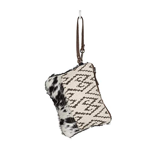 Myra Bag Ambition Upcycled Canvas & Cowhide Wristlet Pouch Bag S-1337 #TOP2
