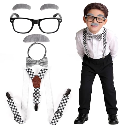 Image of Kids Old Man Costume 100 Days of School Grandpa Costume for Boy 1920s Old Man Cos