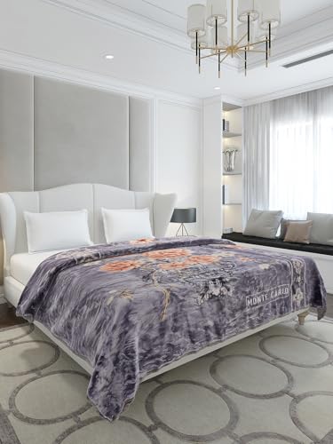 Image of Monte Carlo Double Bed Heavy Winter Blanket Marshal 2 Ply 850 GSM | 4.5 KG (240x220 CM), Dark Grey