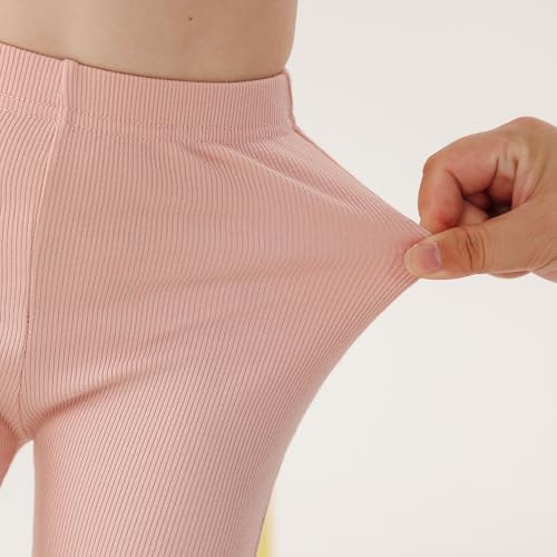 Bafeicao Girls Flare Leggings Kids Yoga Pants Girls Bell Bottoms Extra Wide Waistband Leggings with Bow Embroidery 3 Pack4