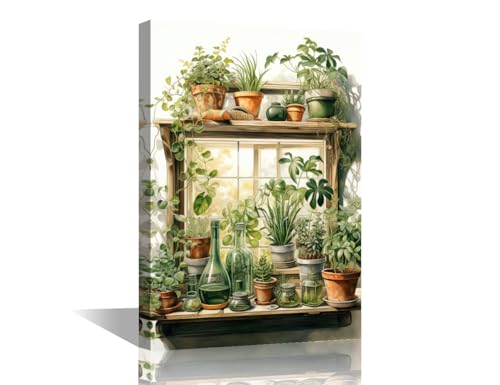 Impression sur toile botanique TISHIRON décoration plante verte 45x30 cm