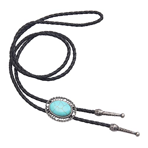 Image of GelConnie Native American Bolo Tie Rodeo Cowboy Leather Necktie Western Necklace Costume Accessories for Men,Women