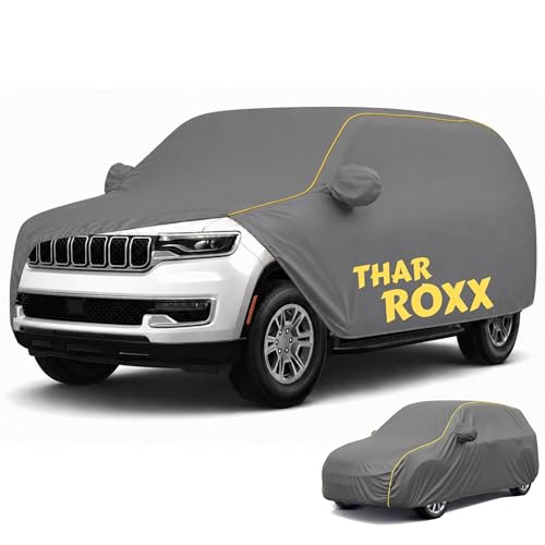 Image of Perfect Waterproof Car Cover Custom fit for Thar Roxx Cover (All Models & Varrient) 2021-2026 | 6 Layers All Weather Waterproof Sun Rain UV Dust Protection Outdoor Indoor Full Car Covers - Grey