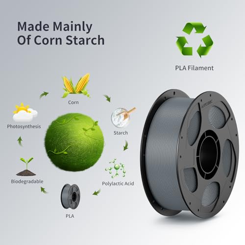 Image of ANYCUBIC 3D Printer Filament PLA Bundle, PLA Filament 1.75mm Dimensional Accuracy + /- 0.02mm, 1KG Reusable Spool, 2KG Black+Texture Grey