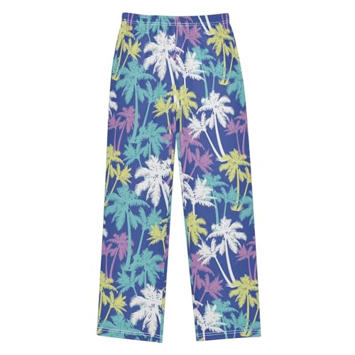 ZZXXB Coconut Tree Boys Long Pants Soft Trousers Elastic Waist Kids Lounge Bottoms with Pockets S-XL