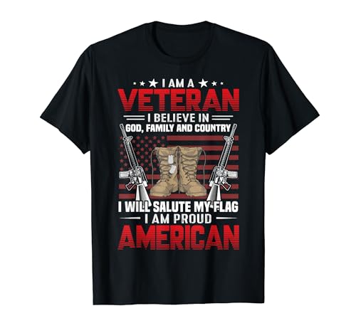 I'm A Veteran I'm Proud American Flag Patriotic Veterans Day T-Shirt
