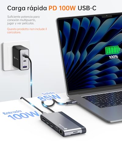 Docking Station USB C para solucionar la falta de puertos en tu portátil con doble HDMI y VGA 5