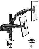 HUANUO Dual Monitor Stand - Height Adjustable Gas Spring Double Arm Monitor Mount Desk Stand Fits Two 17 to 32 inch Screens with Clamp, Grommet Mounting Base, Each Arm Holds up to 19.8lbs