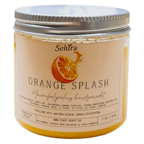 Selura Mineralsalzpeeling 230g Saunasalz Peelingsalz für intensive natürliche Körperpflege (Orange Splash)