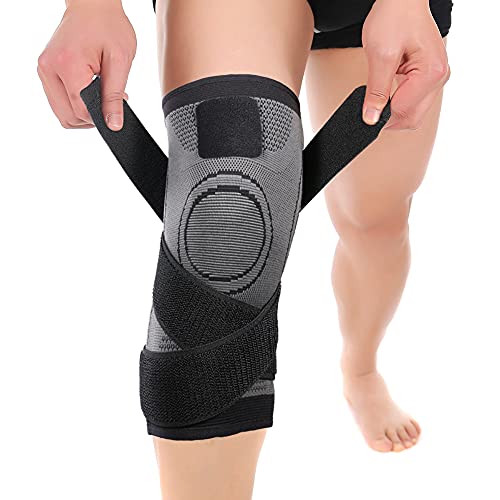 NuCamper Kniebrace voor artritispijn, verstelbare compressiehoes voor mannen vrouwen pijnverlichting, knieondersteuning voor blessureherstel, meniscus traan, hardlopen, sport, training (zwart, XX-Large)