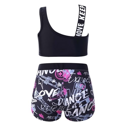 Moily Kids Girls 2-Piece Gymnastics Dance Sports Outfit Crop Top with Booty Shorts Activewear Swimsuit2