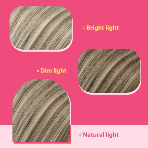 Image of Ve Sunny Hair Tape in Hair Extensions Human Hair | Medium Brown Root to Platinum Blonde Balayage,16Inch 50g 20Pcs,Skin Weft,for Daily Wear