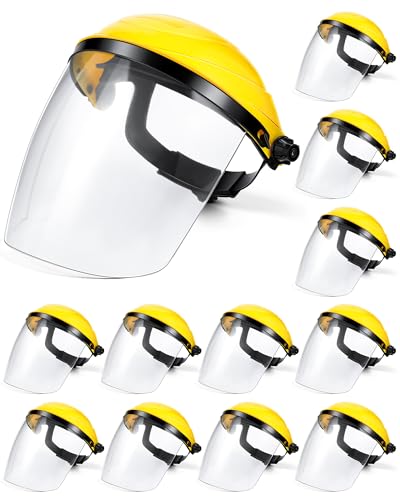 Image of Tellegloww 12 Pack Safety Face Shields for Grinding Cutting, Yellow