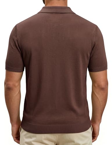Camiseta polo para hombre Barry.Wang de punto cable, cierre parcial, manga corta, cuello texturizado y ribeteado, estilo casual para verano y golf miniatura 5