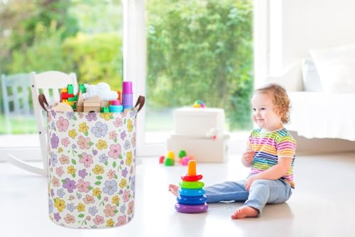 Image of Kids Laundry Hamper,Flower Laundry Basket Collapsible Girls Storage Baskets for Home Decor,Office,Toy Organizer,(Flower)