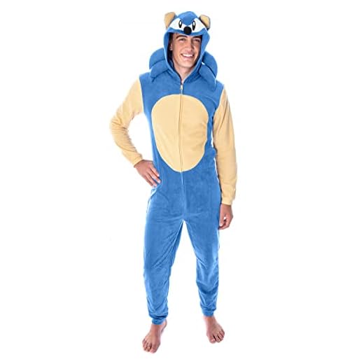 Sonic The Hedgehog Men's Video Game Character Costume One-Piece Union Suit Pajama Onesie (Large/XL)