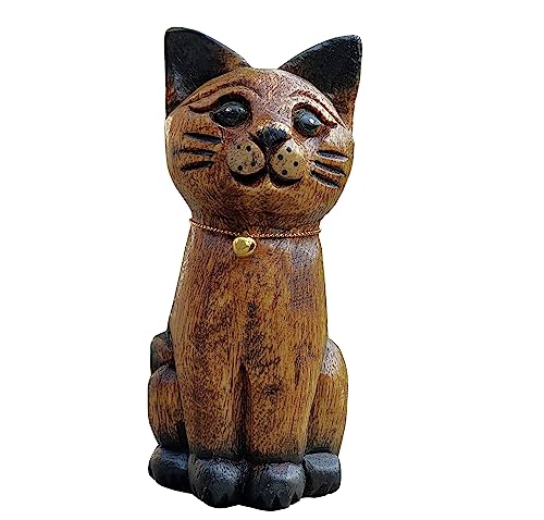 Land of Simple Treasures Hand Carved Cat Statue