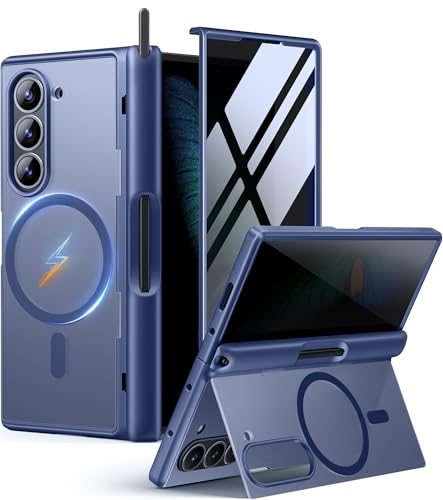 MOBOSI for Z Fold 6 Case with Privacy Screen Protector [Compatible with Magsafe], [Built-in Kickstand&Full Body Hinge Protection] Shockproof Phone Cover for Samsung Galaxy Z Fold6, Blue