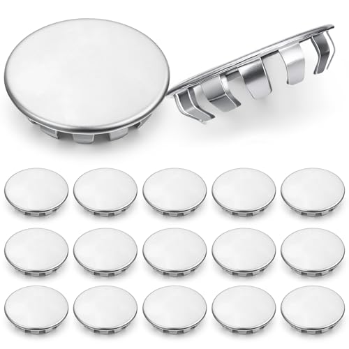 Image of Hicarer 15 Pack Fit 1-1 /2 inch(38.1mm) Hole Metal Hole Plugs, Nickel-Plated Steel Snap-in Cover for Exposed Holes, Electrical Box Knockout Plugs, No Welding Required for Sinks, Furniture, Automotive