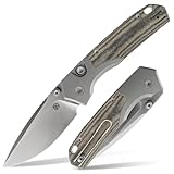 Vosteed Psyop EDC Pocket Knife - 2.99' S35VN Satin Blade, Drop Point - Top Liner Lock, Green Norplex UltreX™ Micarta Handle - Hunting, Fishing Knives - A2218