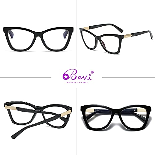 Image of Bevi Reading Glasses Anti Eyestrain Blue Light Blocking Large Square Oversize Frame with Metal Hinge for Women and Men