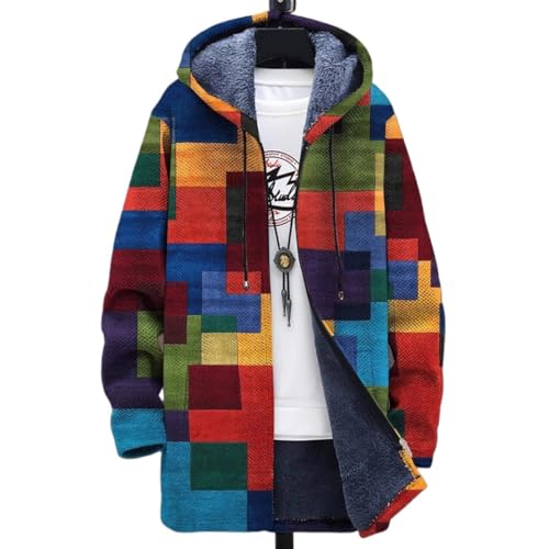 Men's 3D digitally printed casual long-sleeved hooded cardigan, fashionable winter windbreaker