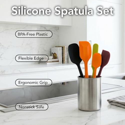 Image of OVENTE Silicone Spatula Set of 5, Heat Resistant, Multicolor SP12305LBGOPR