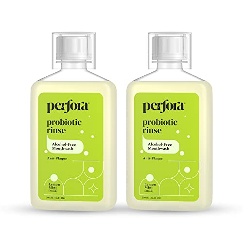 Image of Perfora Lemon Mint Mouth Wash | Mouth Freshener with Probiotics, Hyaluronic Acid, & Vitamin C | No Artificial Flavors & Colors | Alcohol Free | Suitable for Men, Women, Children | Pack of 2 (200ml)