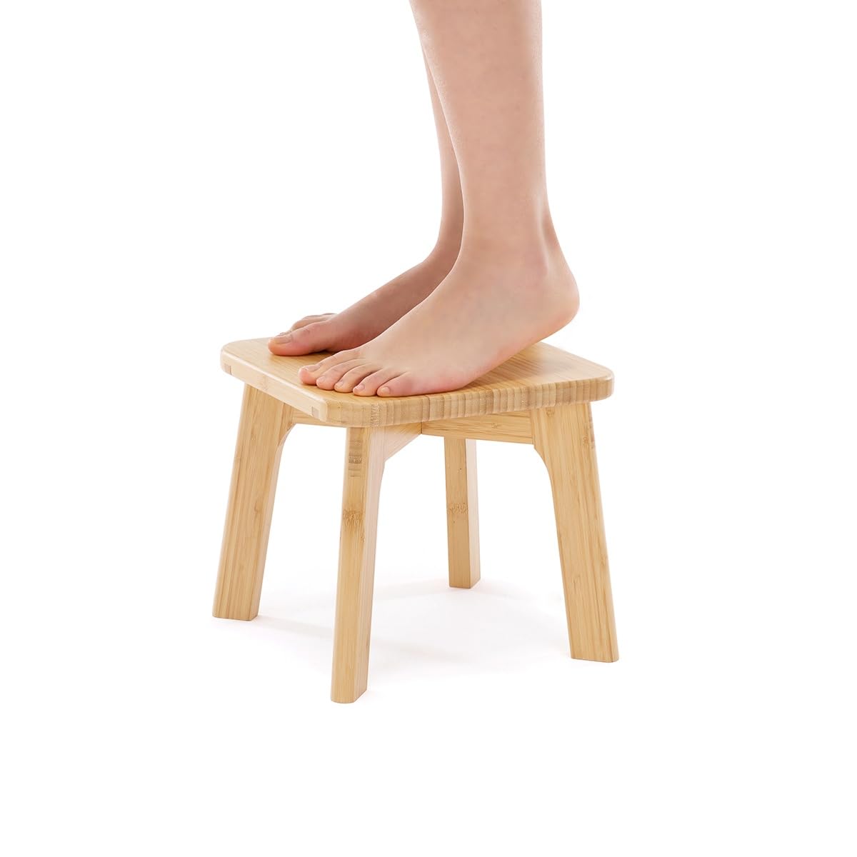 Wooden Step Stool for Kids – Small Toddler Stool to Sit or Stand – Anti-Slip Foot Stool for Bathroom Sink, Potty Training & Kitchen – Sturdy Bamboo Mini Seat Bench