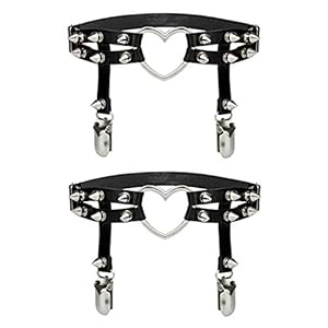 Simin 2 stuks lederen kousenband, dijbeen-ring, harness sudispenser PU punk gotisch dijbeen-ring – zwart