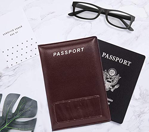 Image of Storite Brown Leather Passport Cover for Men & Women (14 x 9.5cm)