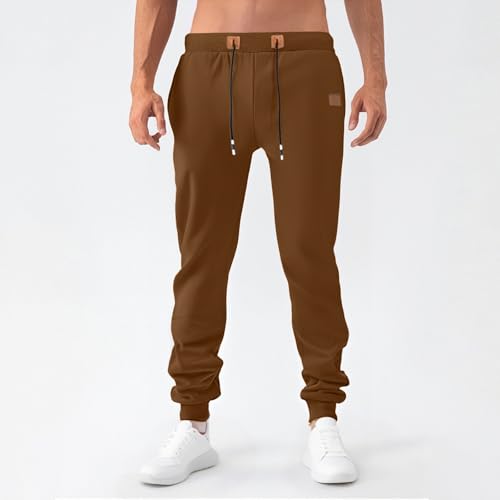 Drawstring Pants for Men Elastic Waist Pocket Casual Solid Color Joggers Long Pants Fashion Sweatpants Fitted2