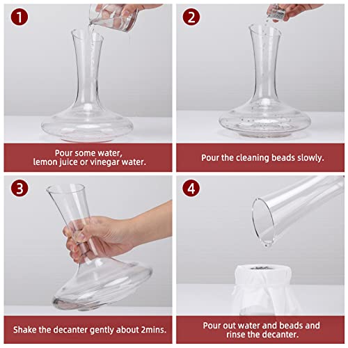 Roraem Decanter - Wine Decanter For Red Wine Carafe With 900Pcs Cleaning Beads Hand Blown Crystal Wine Aerator Set Pourer Carafe Modern Decanter Wine Gifts - 60Oz #TOP7