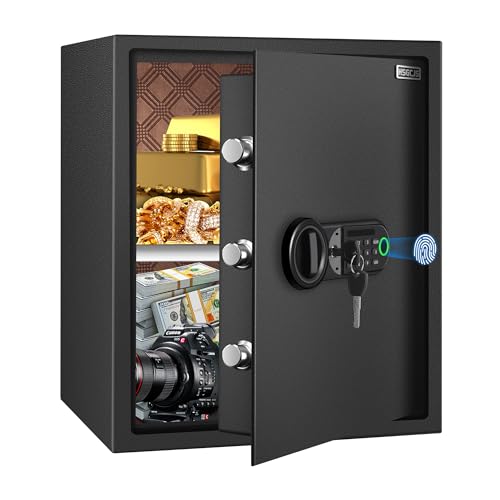【SISTEMA DI ALLARME AFFIDABILE】Come cassaforte di sicurezza multifunzionale adatta all'uso in casa, ufficio e hotel, ci concentriamo sulla versatilità e sugli aggiornamenti continui. Presenta una funzione di doppio allarme; tre password errate consecutive o cinque tentativi di impronta digitale errati attivano un allarme di 20 secondi. secondi. Inserire l'impronta digitale o la password corretta può fermare l'allarme