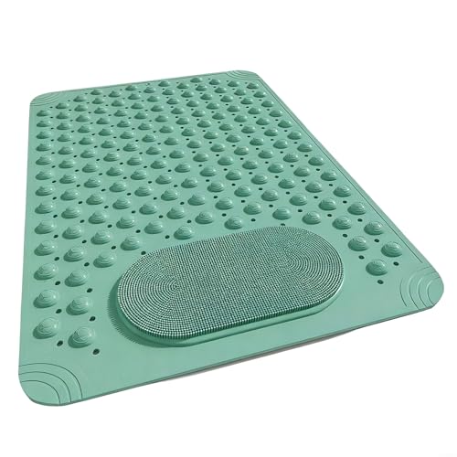 Alfombrilla de baño antideslizante para bañera y ducha, con ventosas, limpiador de pies texturizado, para superficie para masaje exfoliante, alfombra de seguridad de baño TPR de drenaje rápido, 36,5 x