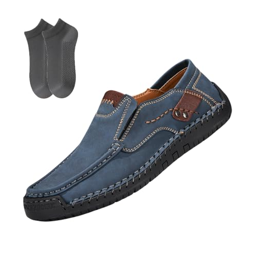 Men Shoes Casual Slip On Loafers Lightweight Classic Slippers Flat Suede Leather Sneakers for Walking Driving - Main Image