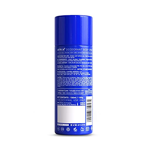 Ustraa Blue Deodorant for Men - 150ml - Cool, Aquatic Fragrance | Boosts freshness | Fights Bad Odour, Prevents Itching & Irritation with Aloe Vera... - Image 7