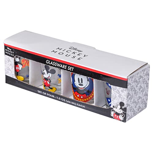 Silver Buffalo Disney Classic Mickey Mouse 4 Pack Mini Glasses, 1.5 Ounces #TOP5