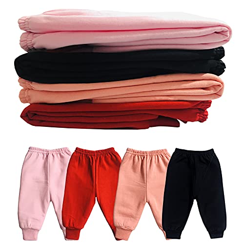 Image of CLAP Baby Girls Winter Leggings Fleece Pajamas Multicolor Combo Pack of 4