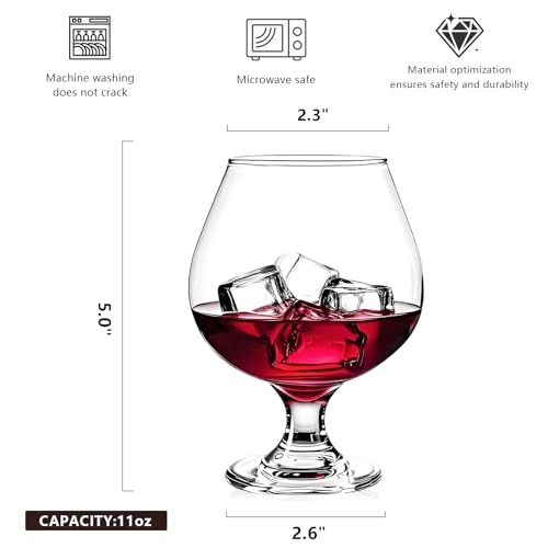 Image of Cognac Glasses, Set of 4 Brandy Snifter Glasses, 11.5 Oz Short Wine Glass, Short Stem Wine Glass Set for Bourbon, Cognac, Brandy, Drinking Cups (4 PCS)