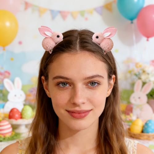 Pinzas de cabello con diseño de conejo de peluche para mujer miniatura 4
