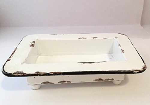 Vintage Style White Painted Cafe Soap Dish Soap Dish with Drainage Hole Distressed White Vintage Paint Country Cabin Farmhouse Log Home or Stylish Rustic Decor