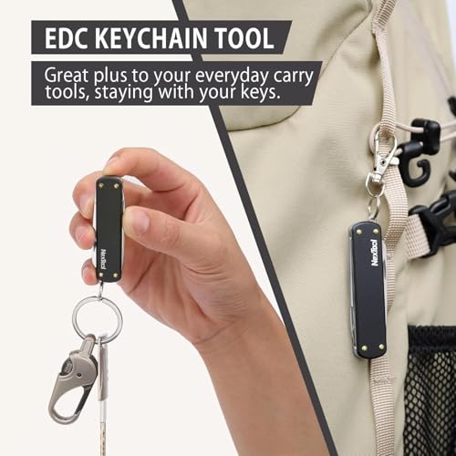 NexTool Keychain Knife, 5 in 1 Mini Multitool Key Chians, Small Pocket Knife with Key Ring, Scissors, Screwdrivers and Nail File, Cool Gadget Gifts for Men Women Dad Boyfriend Everyday Carry(Black) by Pochita Global - Image 3