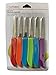 Kitchen Collection Set of 6 Assorted Color Stainless Steel Paring Knives 06413