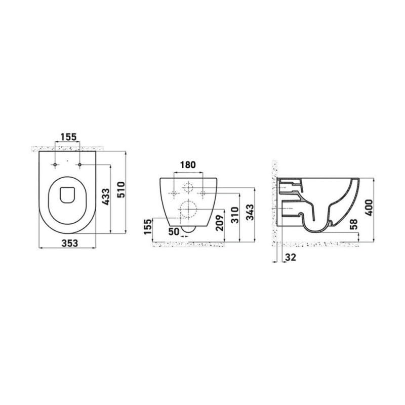 Belvit Inodoro colgante completo con función de bidé – Inodoro de pared blanco con taharet y Geberit UP100, tapa de inodoro con descenso automático, insonorización, placa de accionamiento, sistema