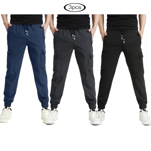 Image of Boys Cargo Joggers Pants Outdoor Youth Quick Dry Hiking Pants Lightweight Athletic Pants with Zipper Pockets