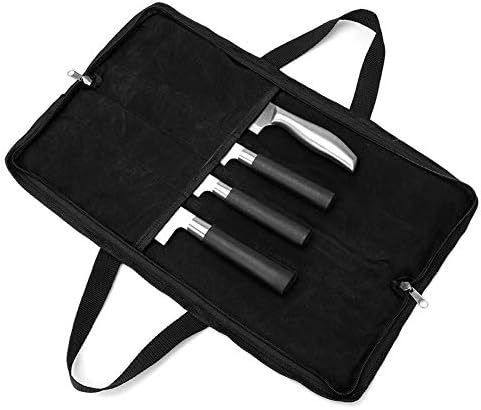 QEES Knife Roll,Knife Bag,Knife Case 4 Slots For Home Kitchen Knife Tools,Chef Knife Bag with Handle.Durable Knife Bags For Chefs Men Women Culinary Camping Working Traveling.Chef Knife Roll