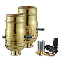 Lamp Socket with Push ON/Off Switch,Medium Screw Push Socket,Floor and Table Lamp Switch Parts,Twist Knob Light Socket Replacement,UL Listed Gold, 2